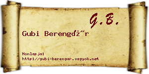 Gubi Berengár névjegykártya